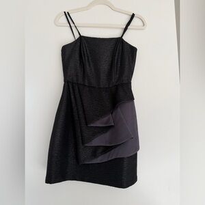 BCBGeneration Black and Purple Layered Asymmetrical Dress